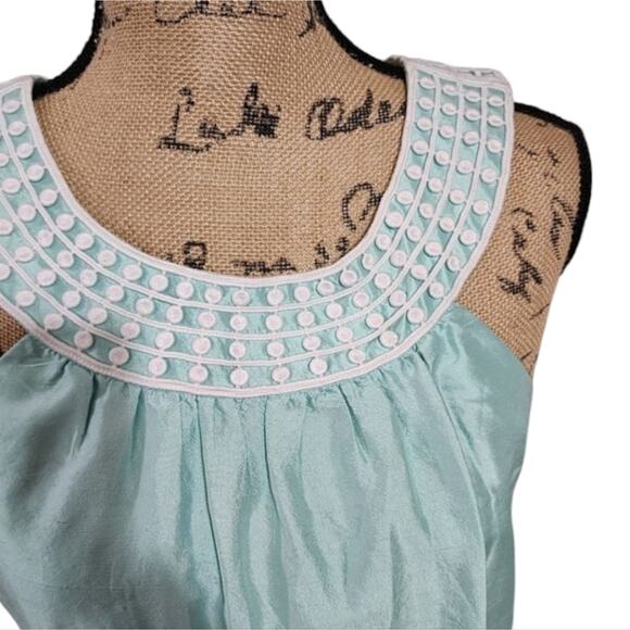 Vineyard Vines Aqua Blue Sleeveless‎ Dress White Beaded Neckline Party Cocktail - Picture 3 of 9